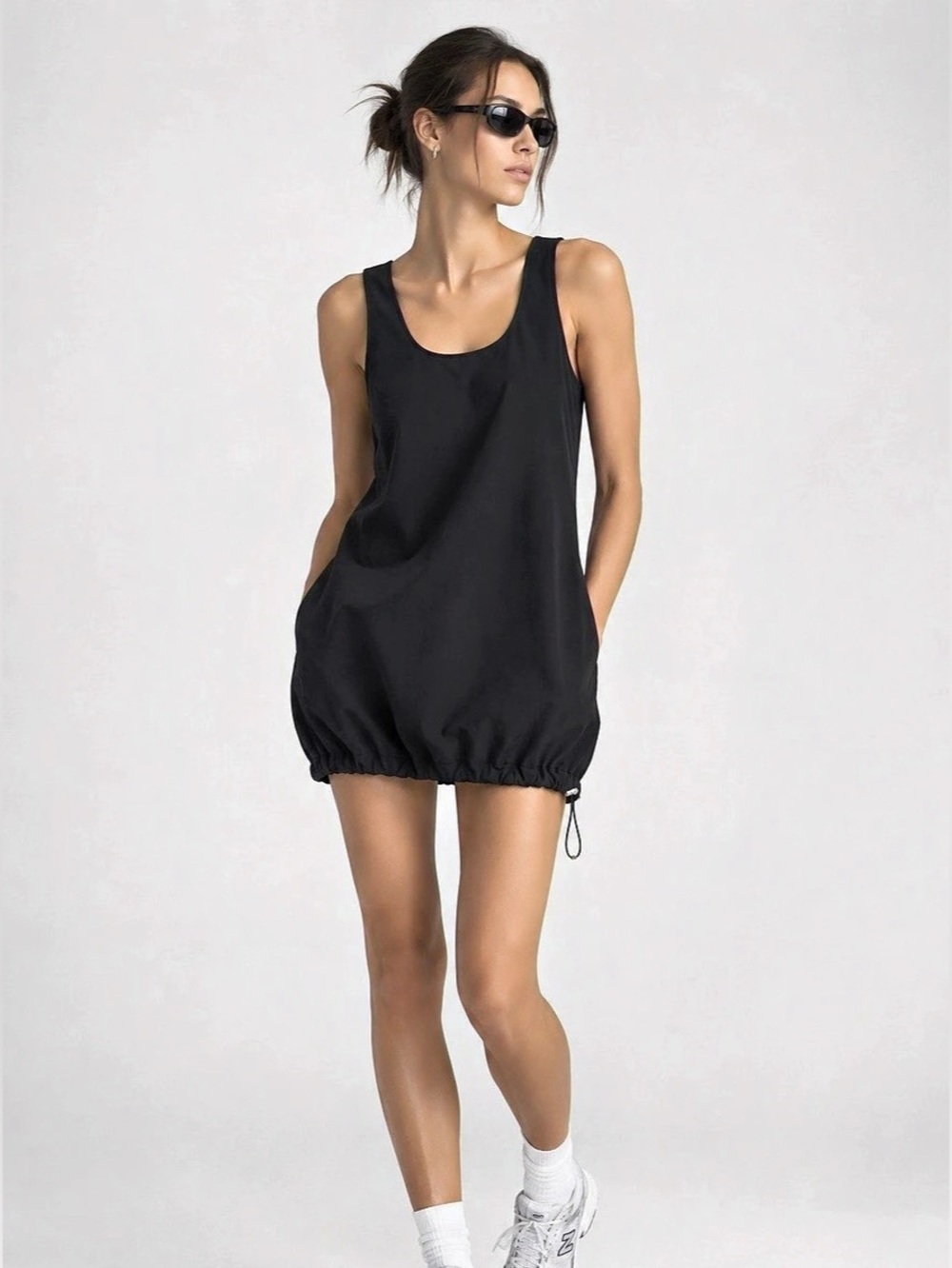 Babaton 1-01 Black Marr Mini Sports Drawstring Dress Size XXS